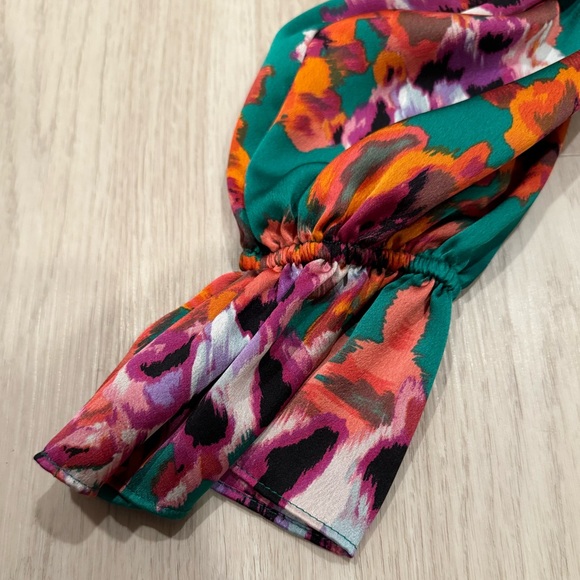 💜MISA Los Angeles💜Amalya ILyana Floral Ruffle Cinched Mini Dress - Picture 6 of 12